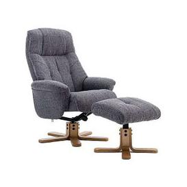 Muscat Fabric Swivel Recliner Chair with Footstool - Lisbon Grey