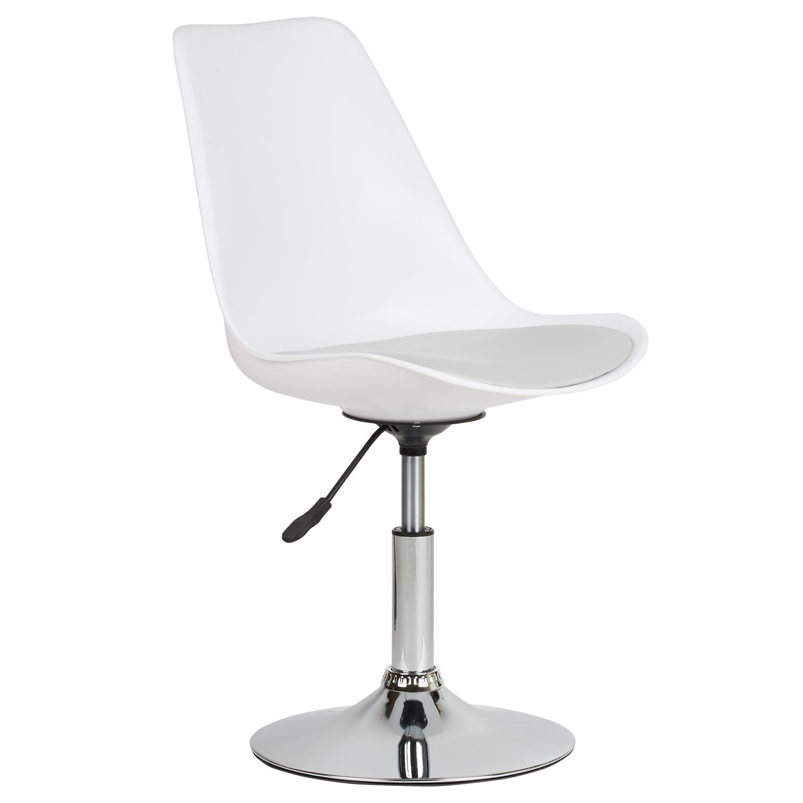 Hartleys White Swivel Desk Chair - Chrome Base with Grey Cushion