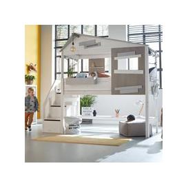 Lifetime The Hideout Mid Sleeper Luxury Kids Bed with Storage Steps  - Lifetime Whitewash