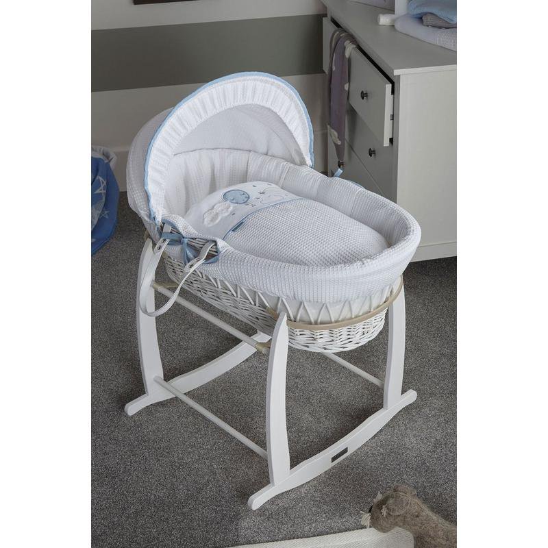Clair de Lune Over the Moon White Wicker Moses Basket