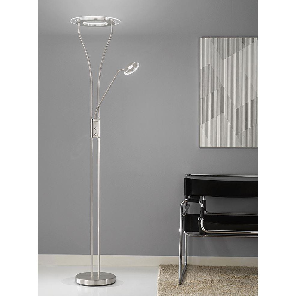 S217 Satin Nickel LED Mother and Child Floor Lamp