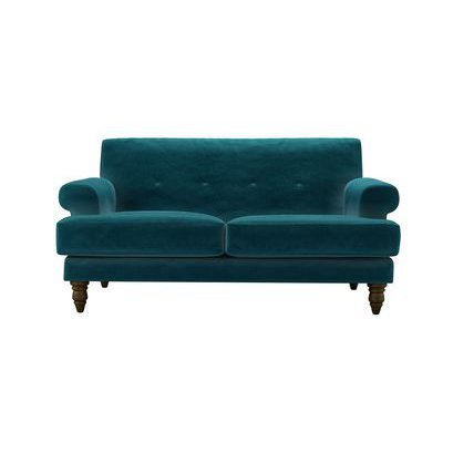 Remy 2 Seat Sofa in Deep Turquoise Cotton Matt Velvet - sofa.com