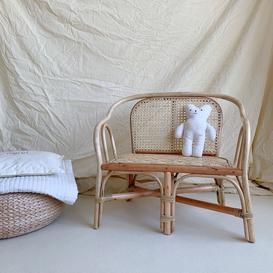 image-Kids Rattan Bench Mini Sofa for Nursery