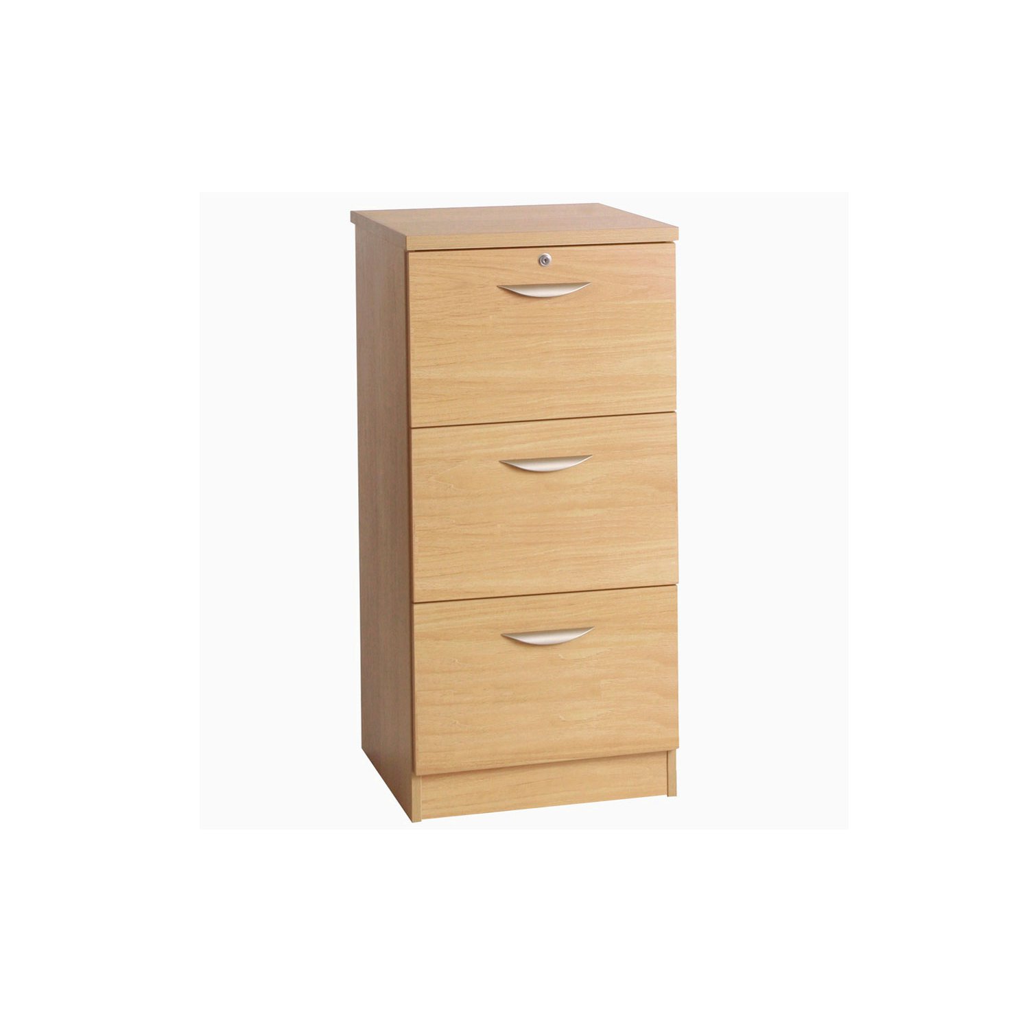 Small Office Mid Height 3 Drawer Filing Cabinet, Classic Oak