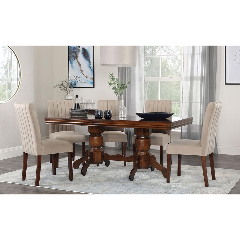 Chatsworth Dark Wood Extending Dining Table with 6 Salisbury Mink