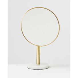 Gold Metal & Marble Round Pivoting Dressing Table Mirror