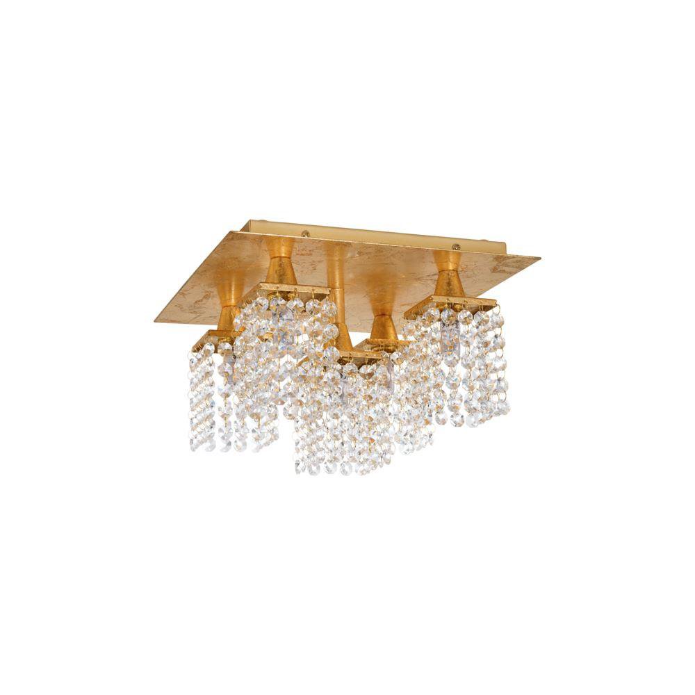 Eglo 97721 Pyton Gold 5 Light LED Semi Flush Ceiling Light In Gold And Crystal
