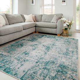 Modern Teal Green Textured Living Room Rug - Voyage - 60cm x 110cm