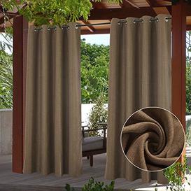 PRAVIVE Windproof Patio Outdoor Curtains- Suede Draperies Rustproof Grommet Blackout Drapes Light Blocking Privacy Curtain Panel for Porch/Cabana Party/Cottage, Coffee, W52 x L95,1 Pack - Brand New