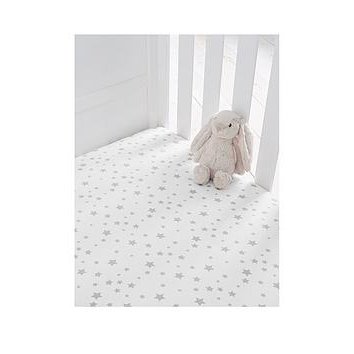 Silentnight Safe Nights 2 x Star Print Fitted Sheets, Cot, Grey Stars