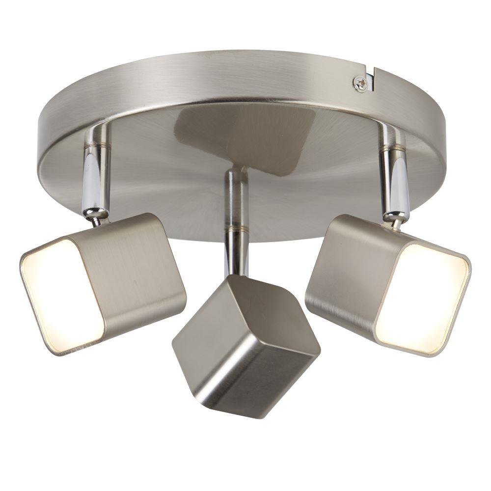 Searchlight 4233SS Quad Three Light Ceiling Spotlight In Satin Silver And Glass