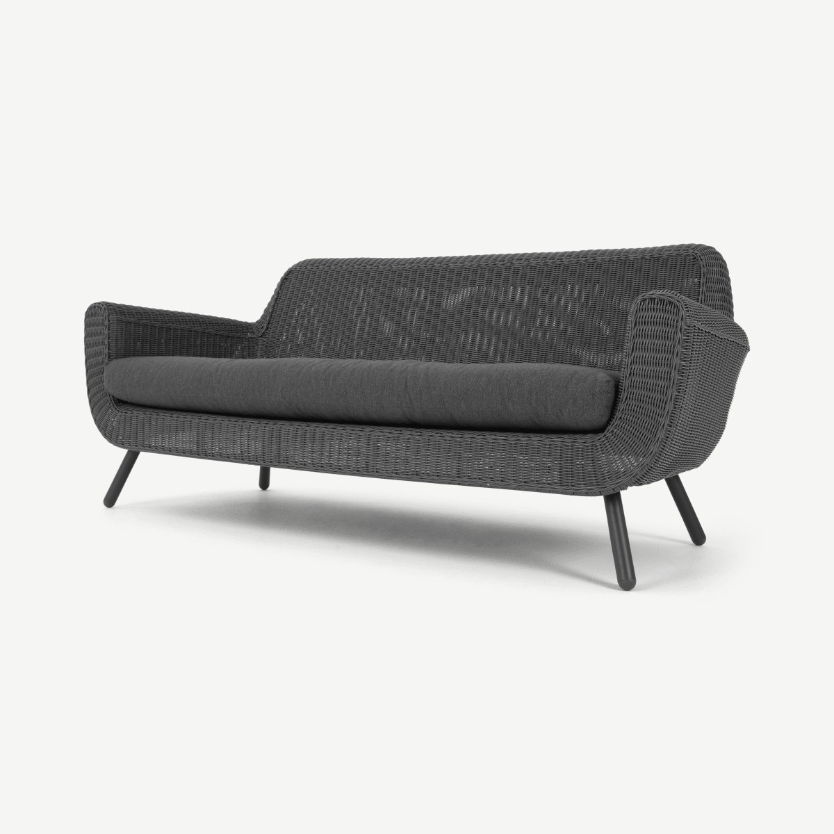 Jonah Garden 3 seater Sofa, Dark Grey Poly Rattan