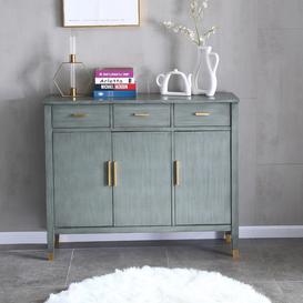 1194mm Grey Vintage Storage Cabinet with 3 Doors & 3 Drawers & 4 Shelves in Gold Finish
