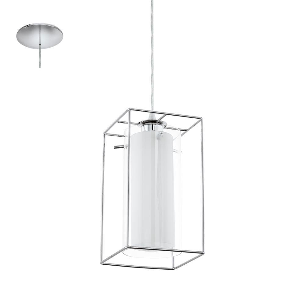 Eglo 94377 Loncino 1 One Light Ceiling Pendant Light In Chrome With Glass Shade