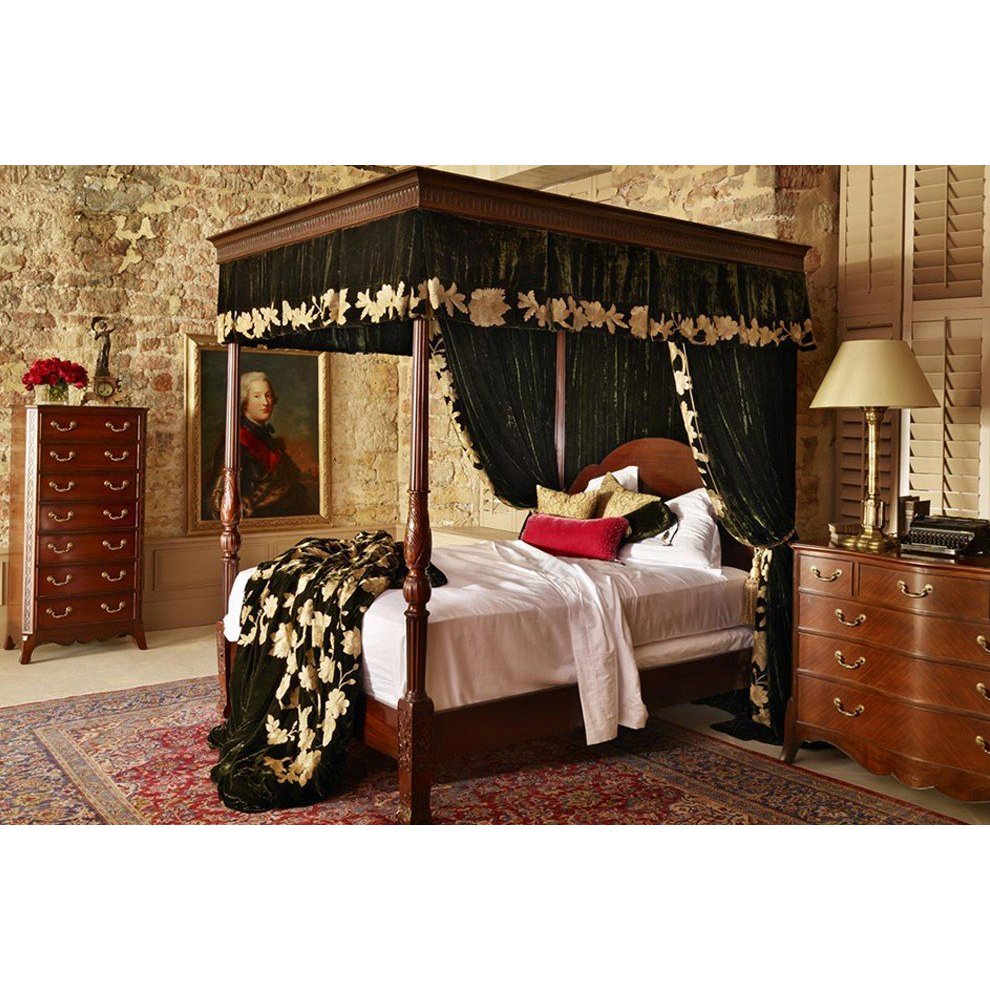 Georgian Four Poster Bed - Large Emperor 217 x 215cm - 7ft - ASTB Slatted Base