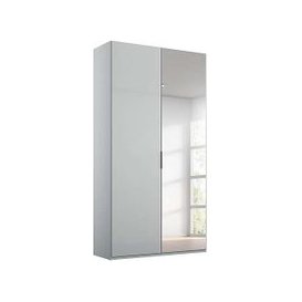 Rauch - Formes Glass 2 Door Hinged Wardrobe with 1 Mirror - Silk Grey/Silk Grey Front