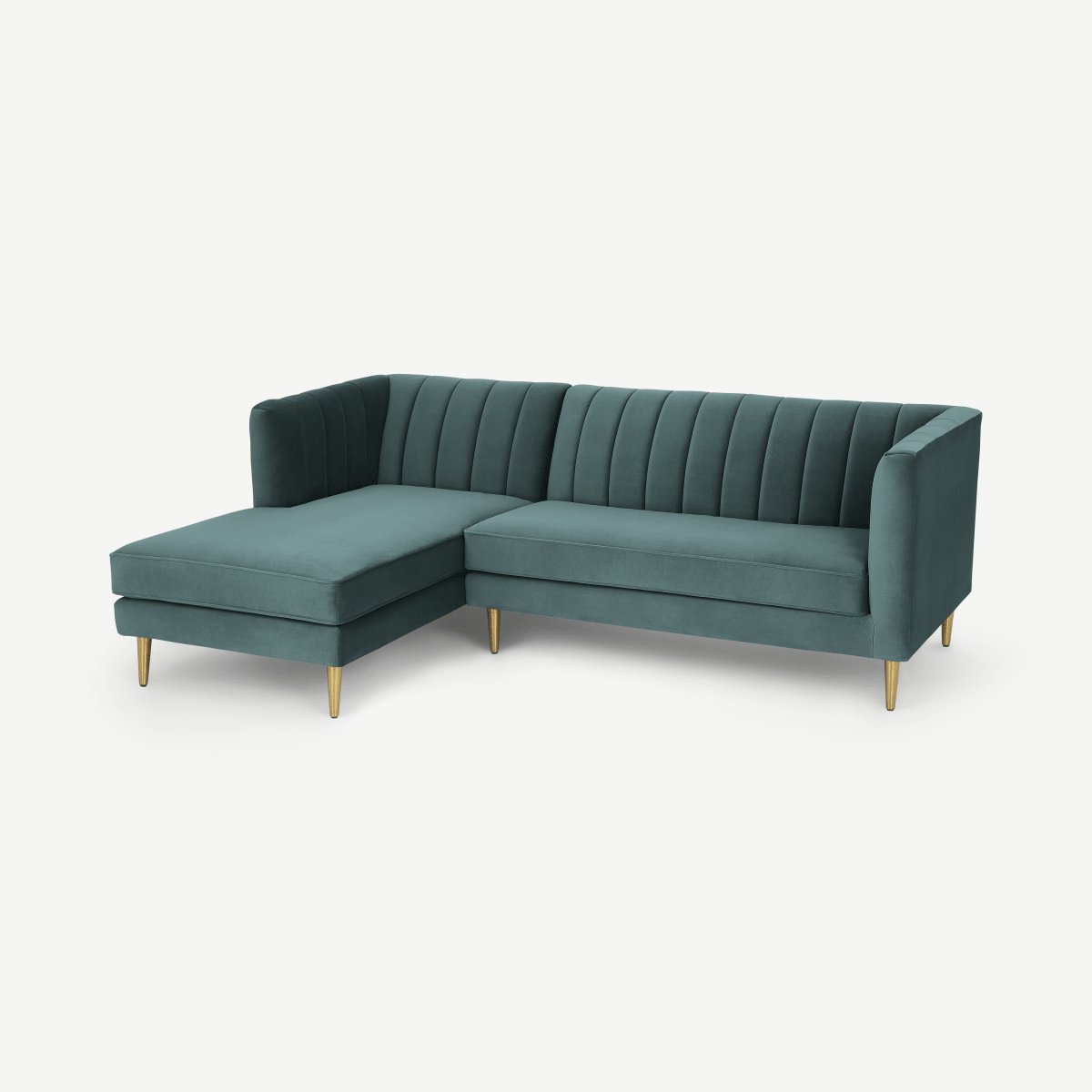 Amicie Left Hand Facing Chaise End Corner Sofa, Marine Green Recycled Velvet by