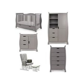 Obaby Stamford Luxe Cot Bed 5 Piece Nursery Furniture Set - Taupe Grey