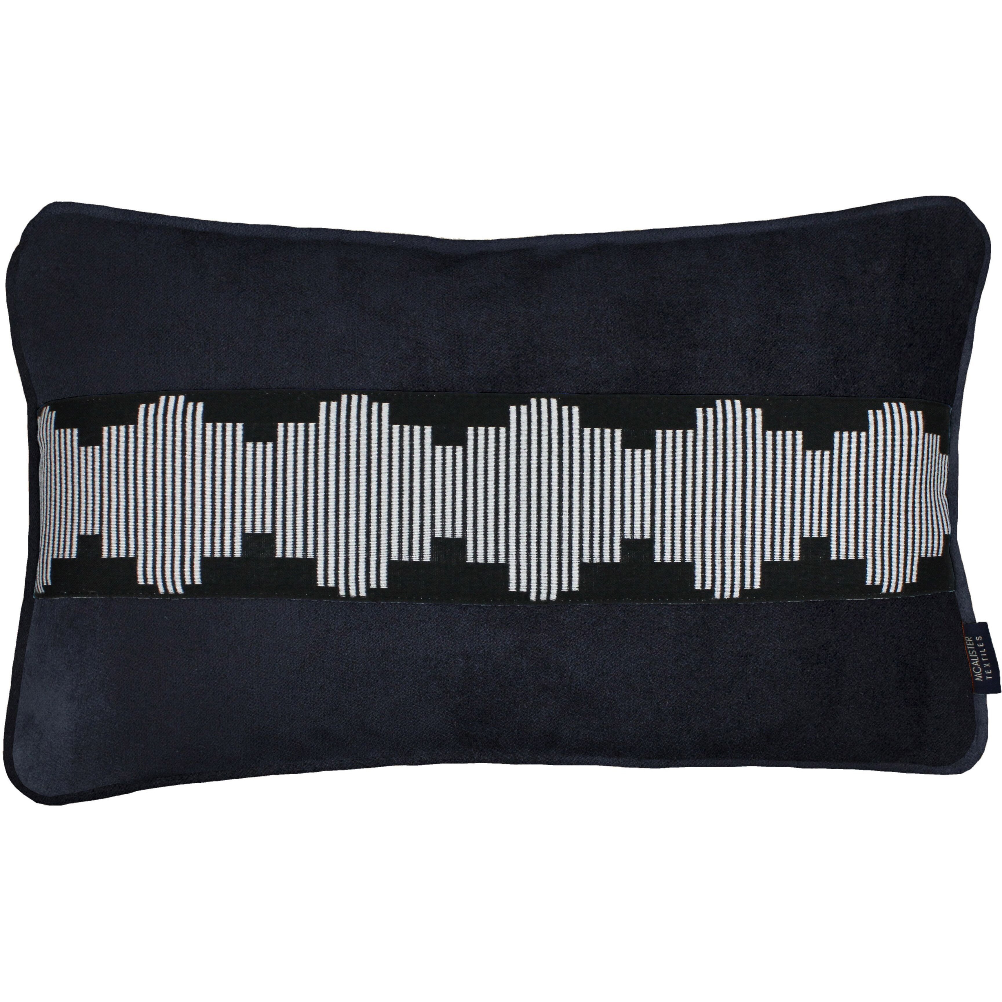 Maya Striped Black Velvet Cushion, Polyester Filler / 60cm x 40cm