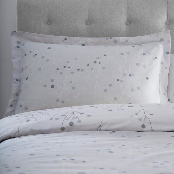 Padstow Grey and White Oxford Pillowcase Blue, Grey and White