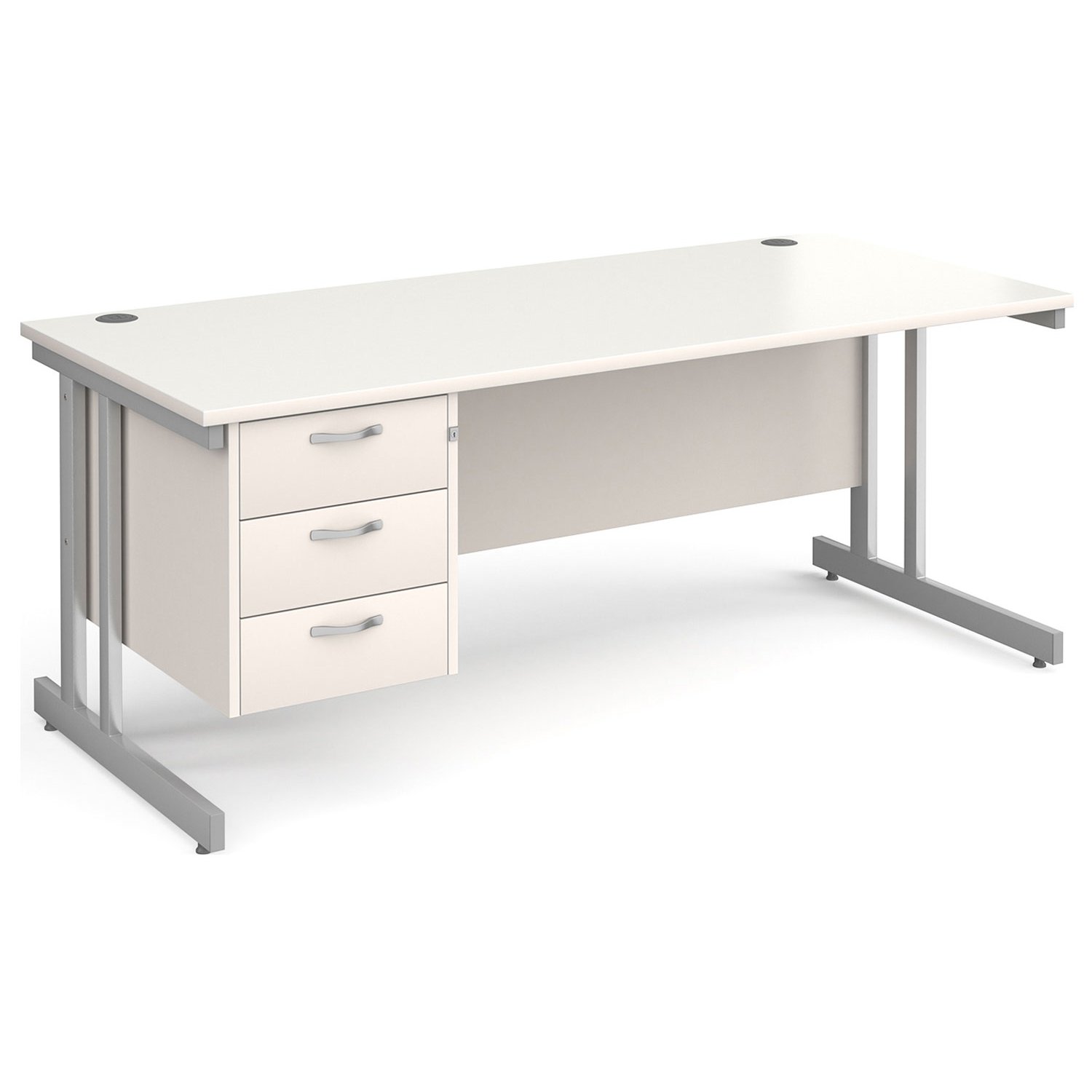 All White Double C-Leg Clerical Desk 3 Drawer , 180wx80dx73h (cm)
