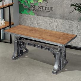 1400mm Industrial Office Desk Executive Desk with Solid Wood Top Bridge Base