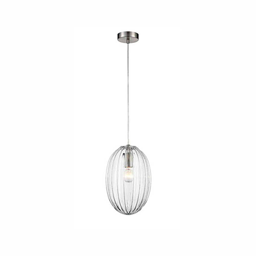 Aurora Ribbed Glass and Nickel Ceiling Pendant Light