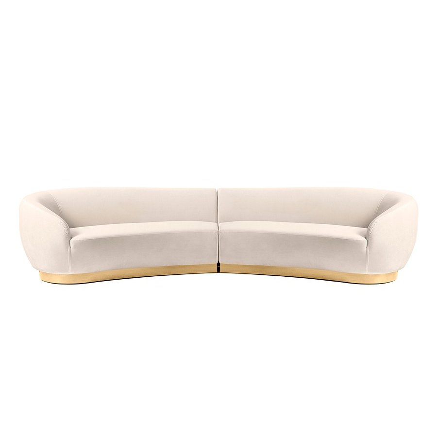 Equinox Six Seat Sofa – Chalk – Brushed Brass Base