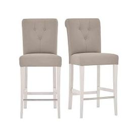 Furnitureland - Annecy Pair of Faux NC Leather Roll Back Bar Stools - Grey