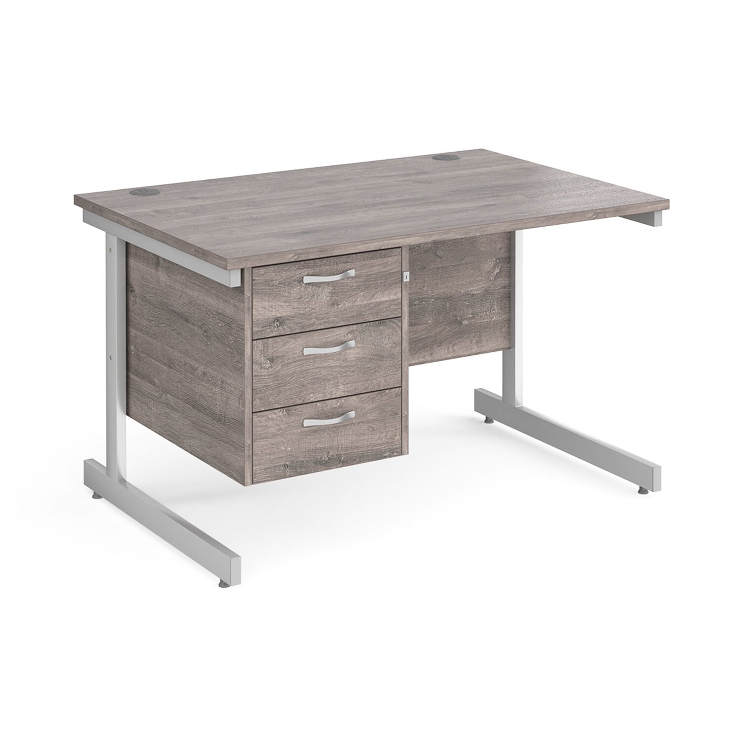 All Grey Oak C-Leg Clerical Desk 3 Drawer , 120wx80dx73h (cm)