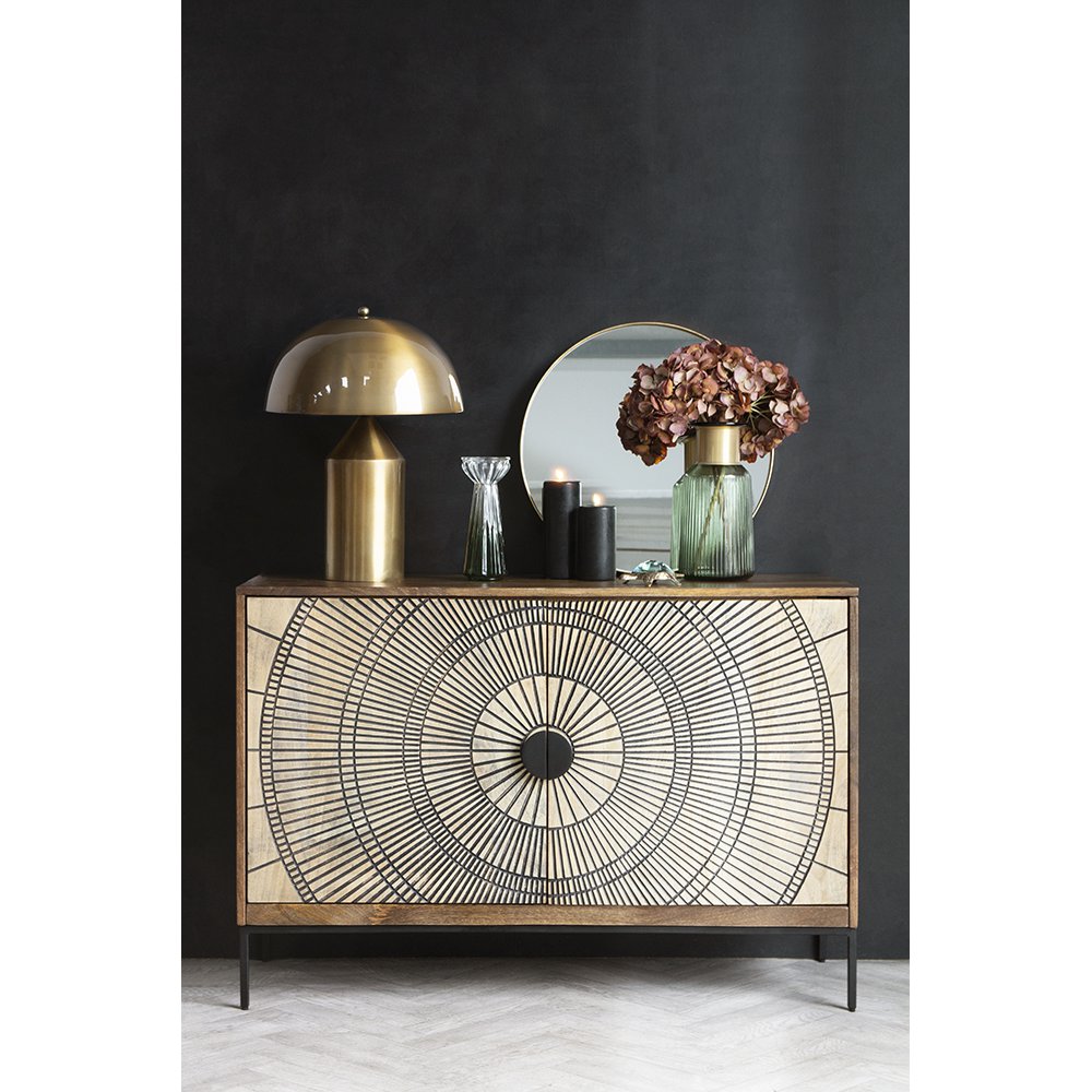 Circle Design Mango Wood Sideboard Cabinet
