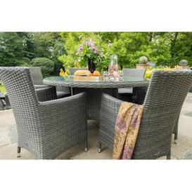 Paris Rattan Garden Patio Dining Set by Royalcraft - 4 Seats Grey Cushions