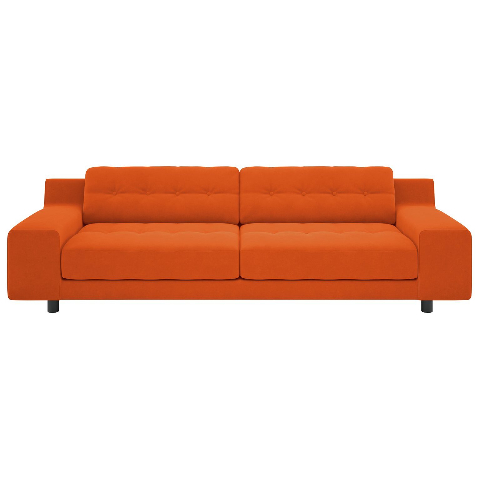 Habitat Hendricks Velvet 4 Seater Sofa - Orange