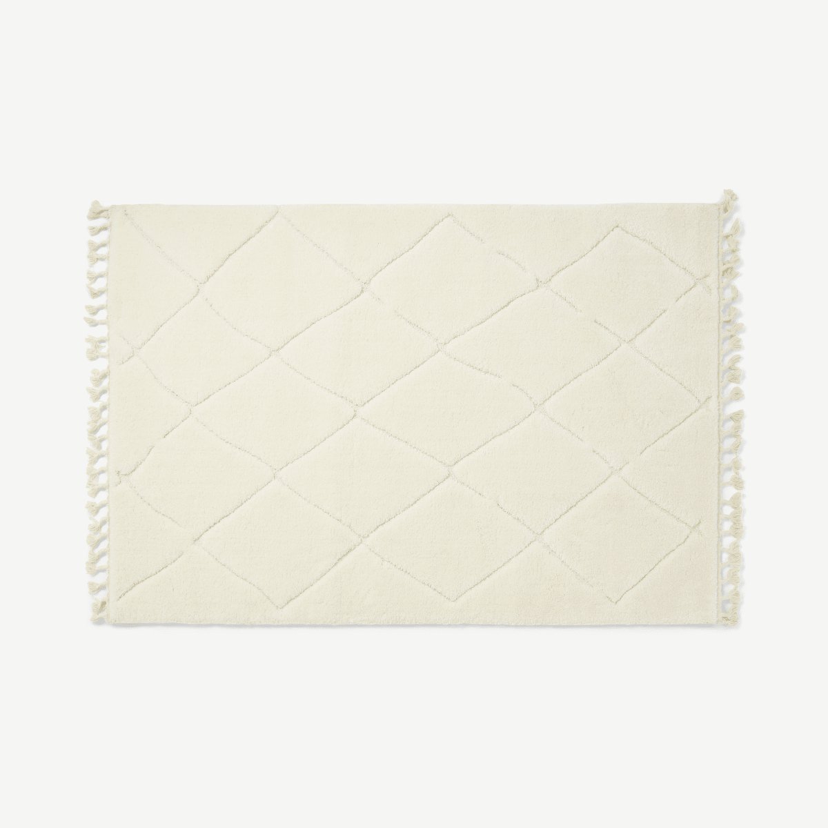 Kameli Diamond High Pile Berber-Style Rug, Large 160 x 230 cm, Off-White