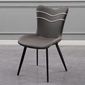 Modern PU Leather Upholstered Dining Chair with Black Finsh Dining Chair Set of 2