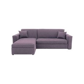 Versatile 2 Seater Fabric Chaise Sofa Bed with Storage with Box Arms - Purple