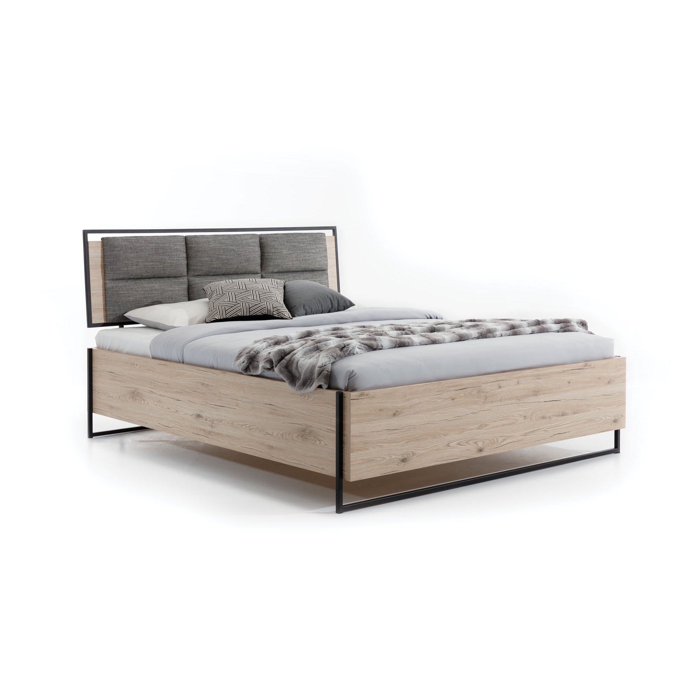 Glass Loft Bed with Storage in 3 Sizes - 160 x 200cm Oak Bordeaux
