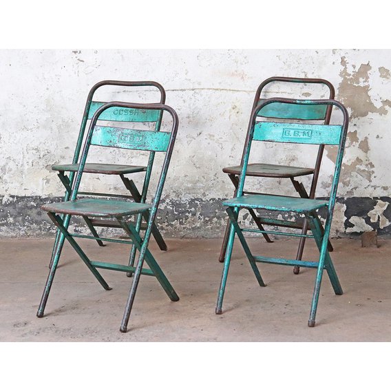 Vintage Metal Chair - Turquoise Grey