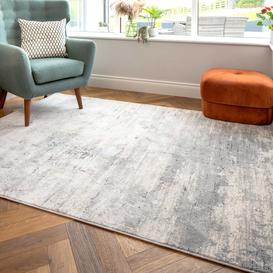 Grey Distressed Multicoloured Abstract Living Room Rug - Song - Ludlow - 60cm x 110cm