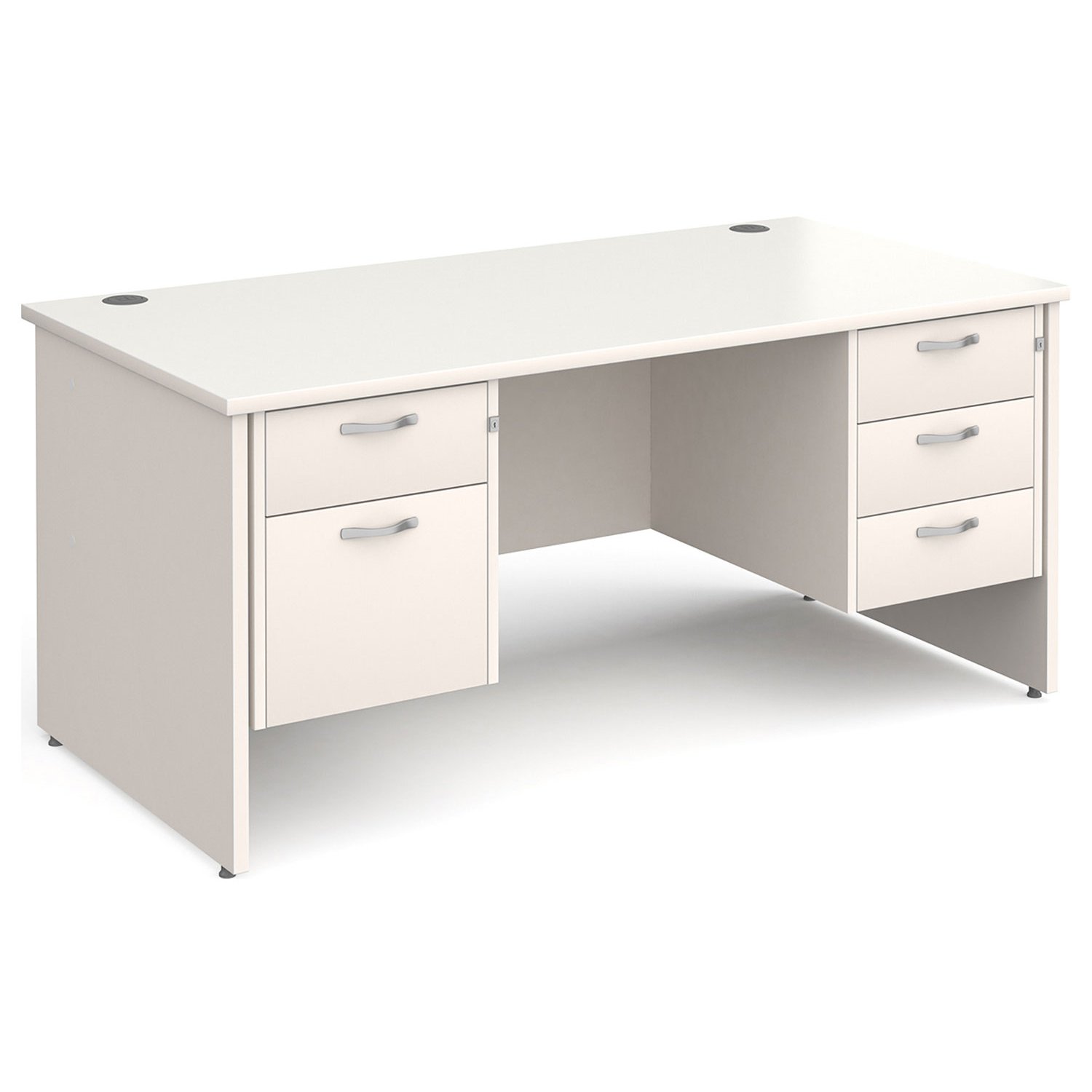 All White Panel End Executive Desk 2+3 Drawers , 160wx80dx73h (cm)
