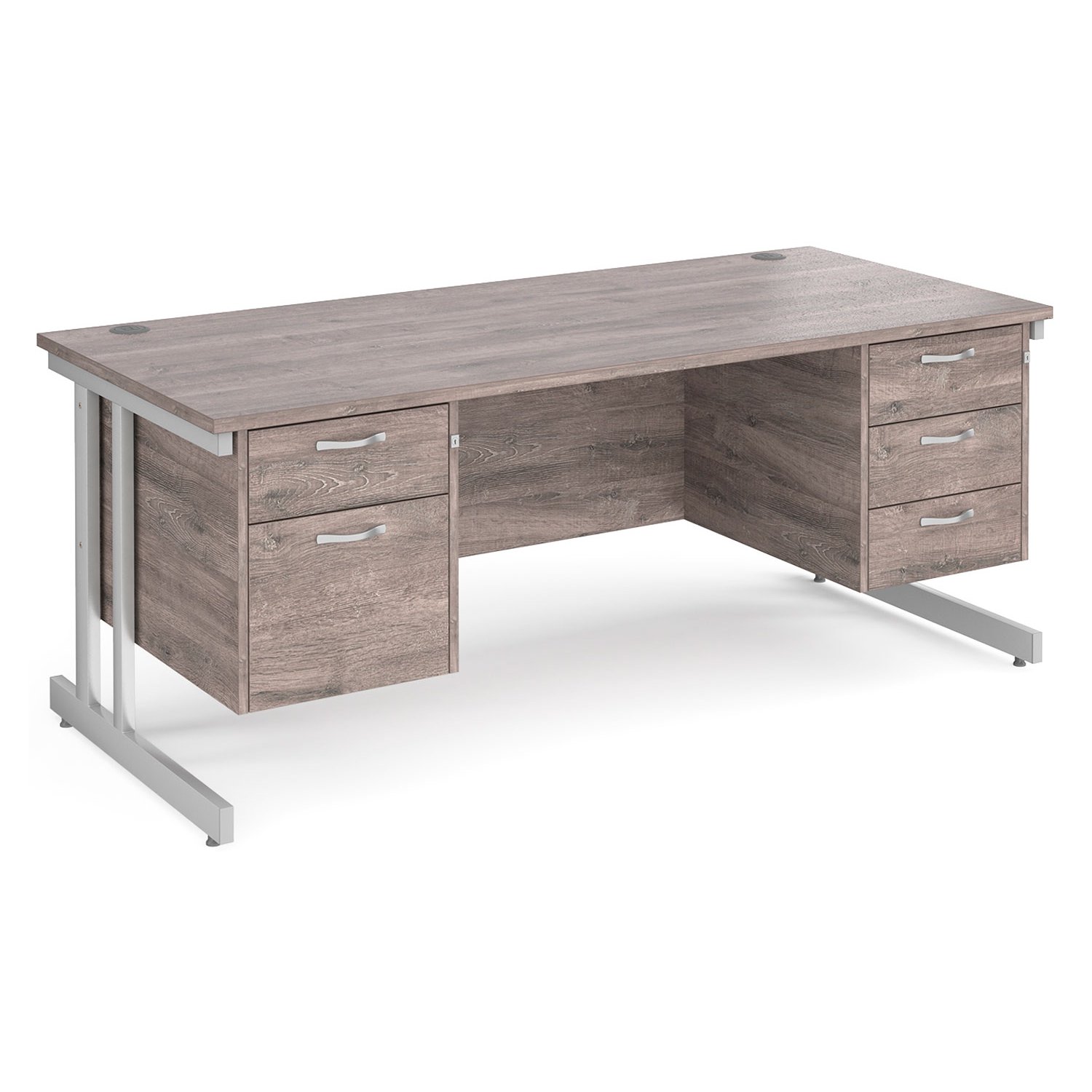 All Grey Oak Double C-Leg Executive Desk 2+3 Drawers , 180wx80dx73h (cm)