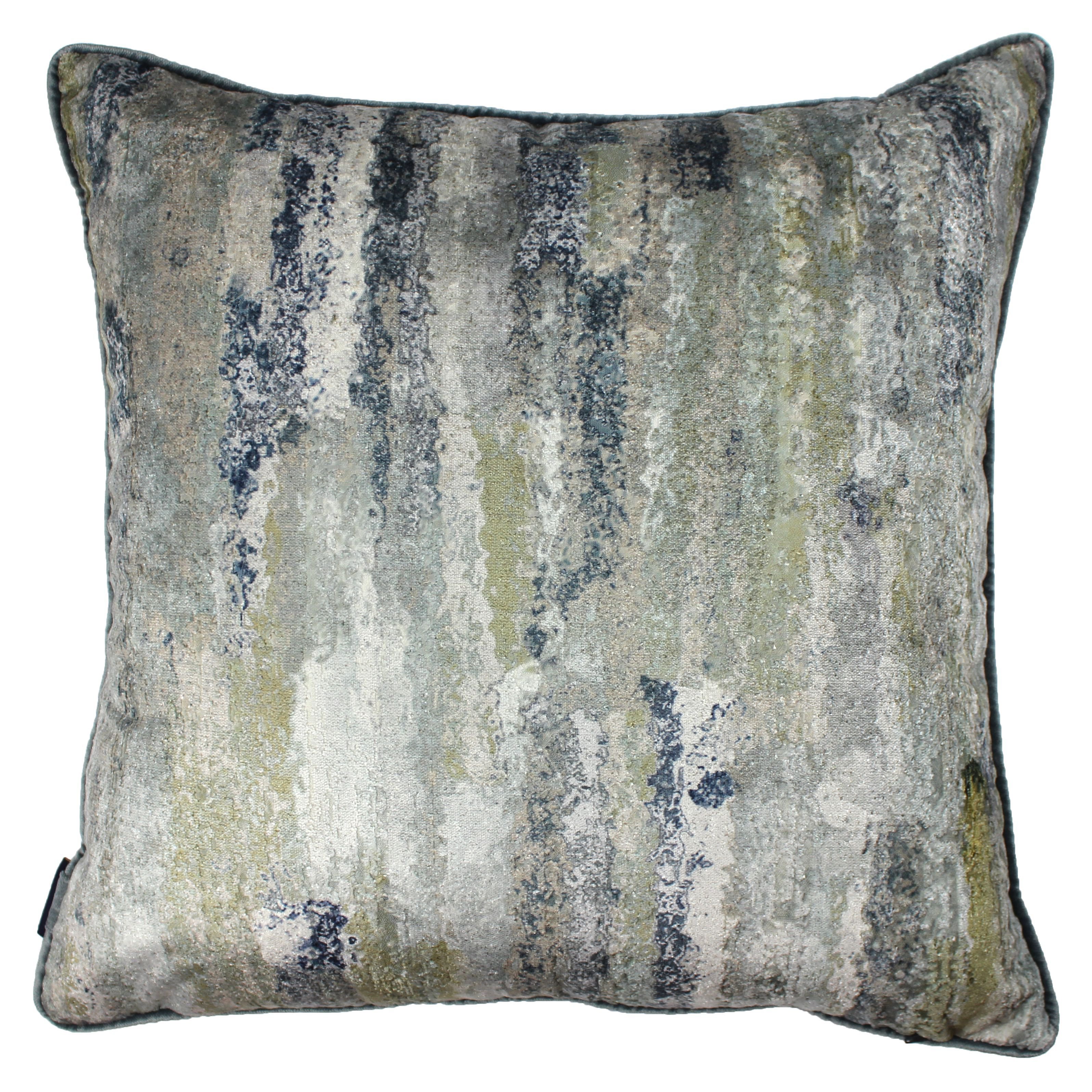 Aura Grey Natural Printed Velvet Cushions, Cover Only / 43cm x 43cm