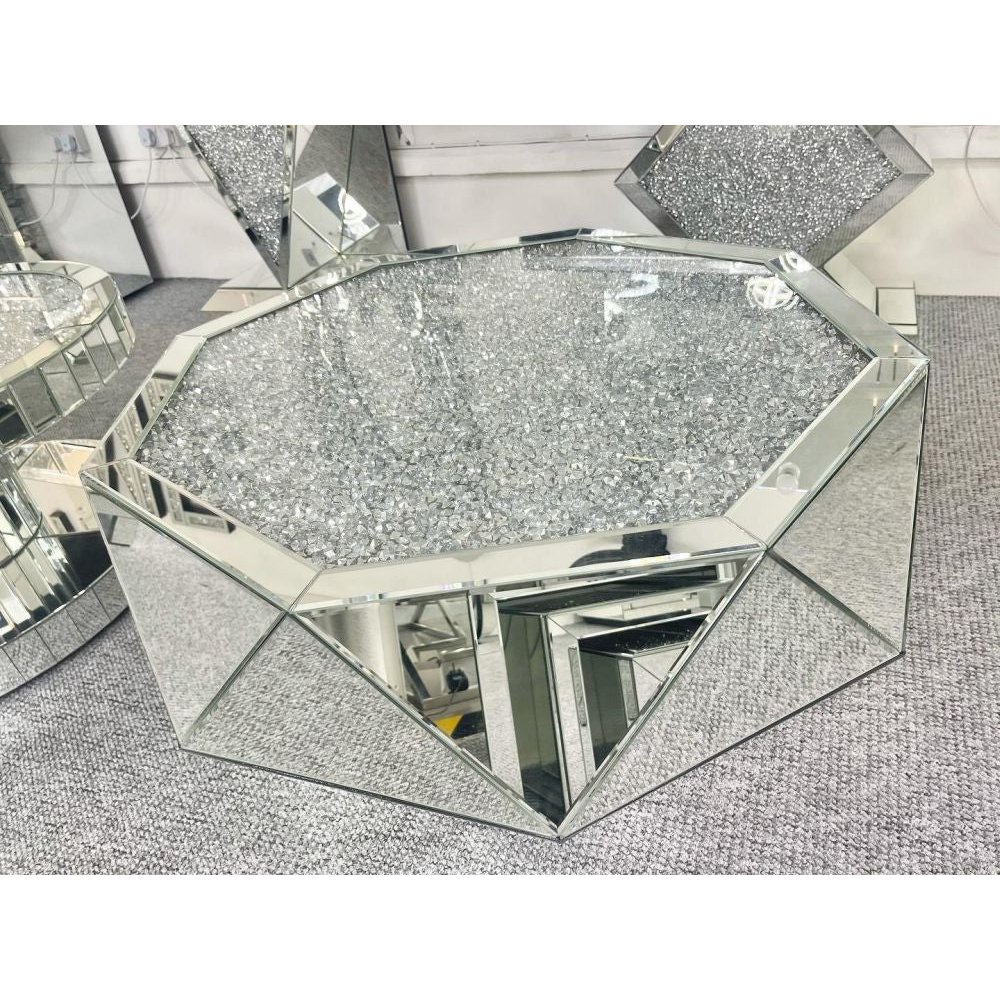 Arcadia Crushed Diamond Mirrored Coffee Table - MQ-3129