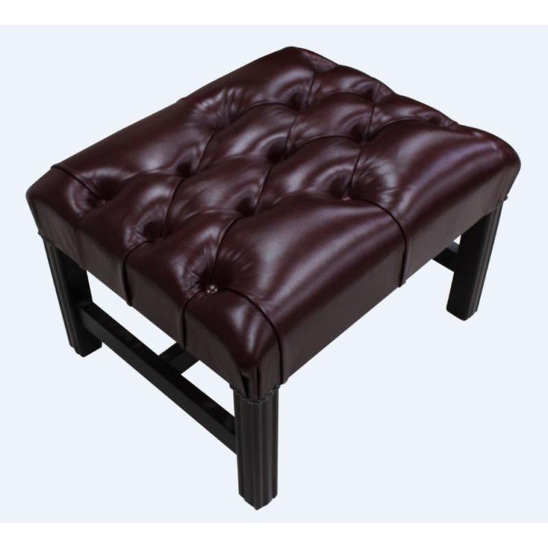 Chesterfield H Frame Footstool Newcastle Burgandy Leather by Designer