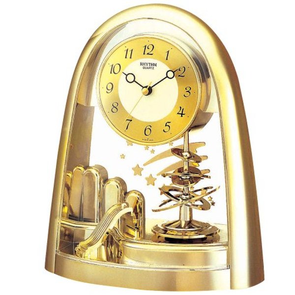 Rhythm Gold Rotating Pendulum Mantel Clock - Space