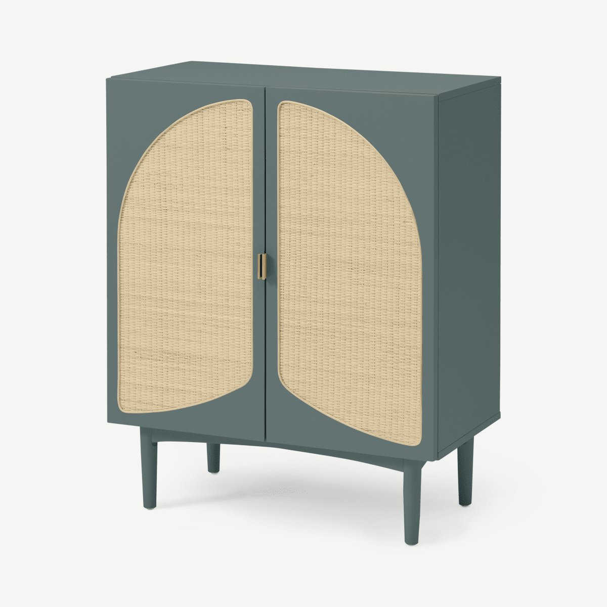 Emmi Hallway Storage Cabinet, Ocean Blue & Rattan