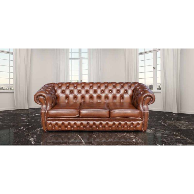 Graham Chesterfield 3 Seater Antique Tan Leather Sofa Settee Offer