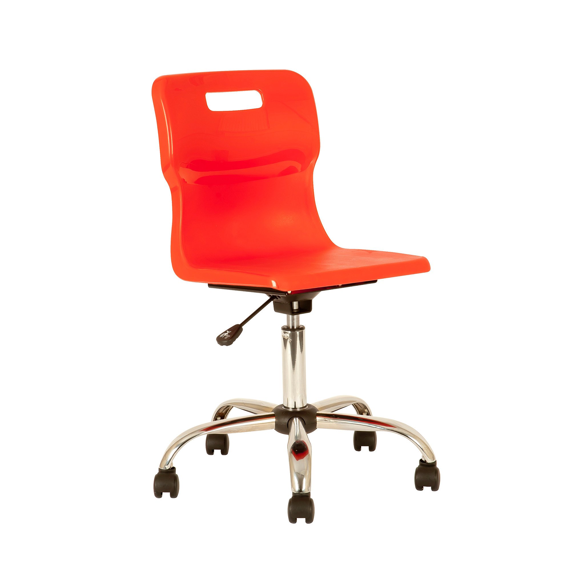 Plastic swivel chair, ages 11+, 465-555 mm, red, castors
