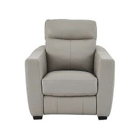Compact Collection Midi Leather Power Recliner Armchair - Grey- World of Leather