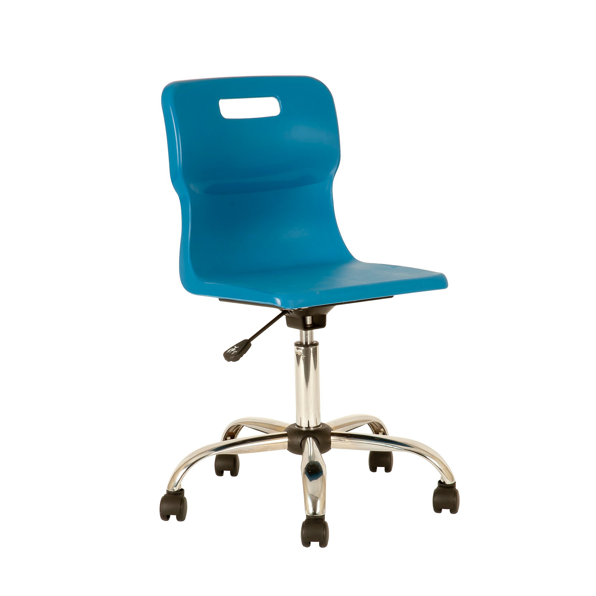 Plastic swivel chair, ages 11+, 465-555 mm, blue, castors